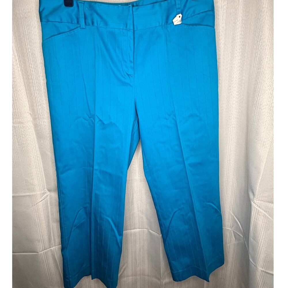 Nine & Company Pants Women 14 Blue Stretch Cropped Straight Leg Cotton & Spandex